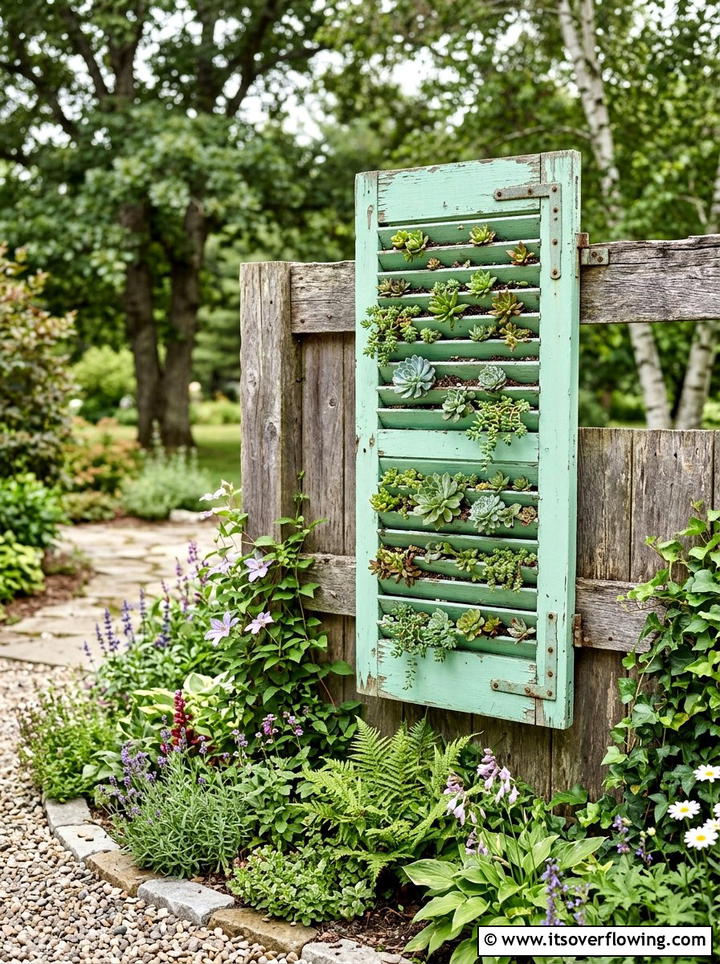 Repurposed Shutter Planter - 25 backyard decorating ideas with wall decor