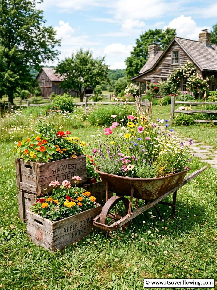 Repurposed Vintage Container Garden - 25 garden design ideas with container clusters