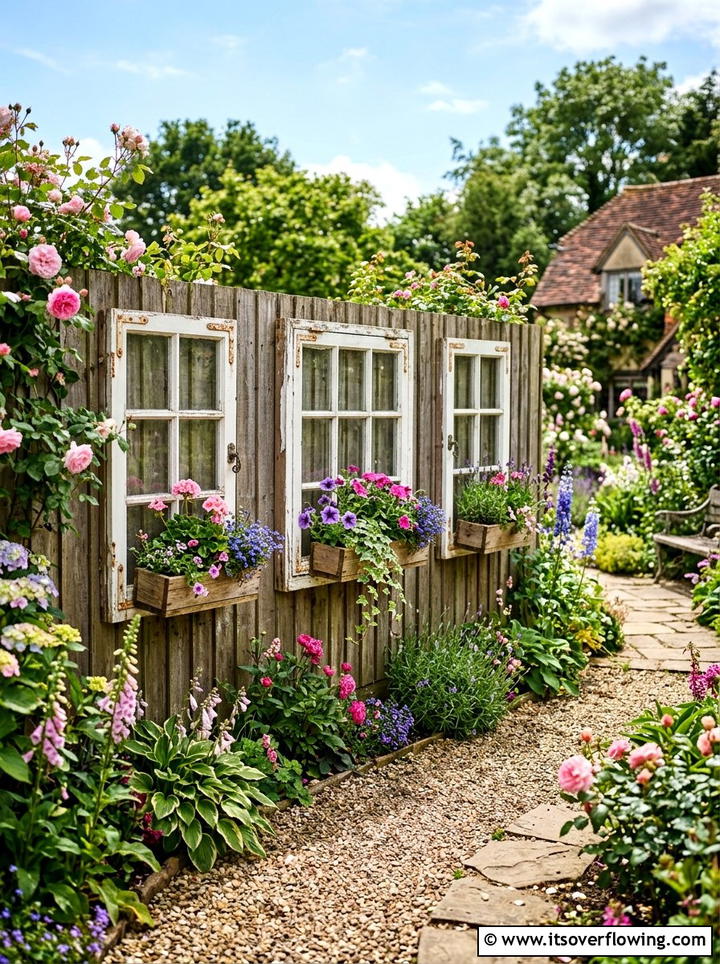 Repurposed Window Frames - 25 garden ideas with fence decor