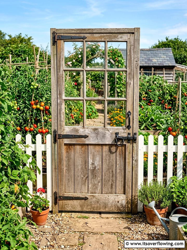 Repurposed Window Garden Gate - 25 garden decor ideas with old windows