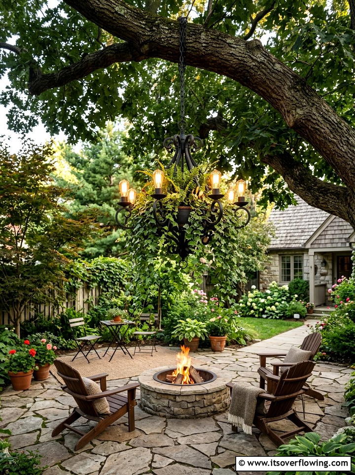Repurposed chandelier planter - 25 reusing old things ideas for outdoor lighting