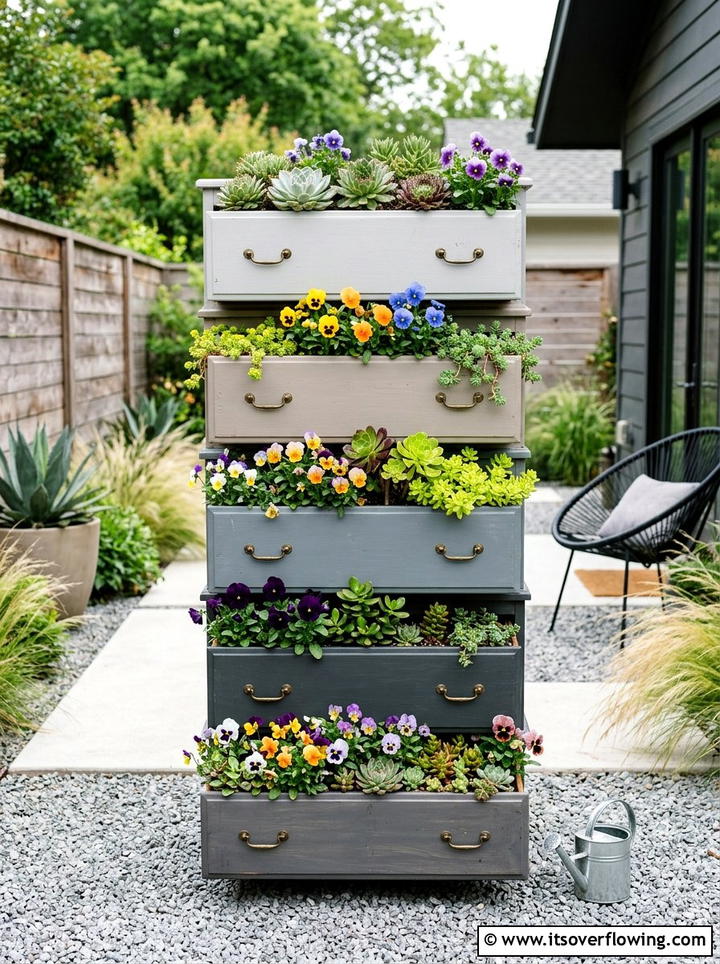 Repurposed dresser drawer planter - 25 reusing old things ideas for modern garden look