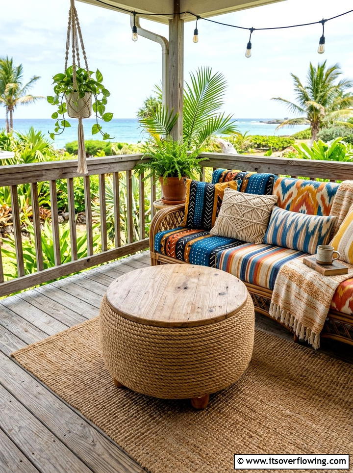 Repurposed tire ottoman - 25 front porch ideas with repurposed furniture