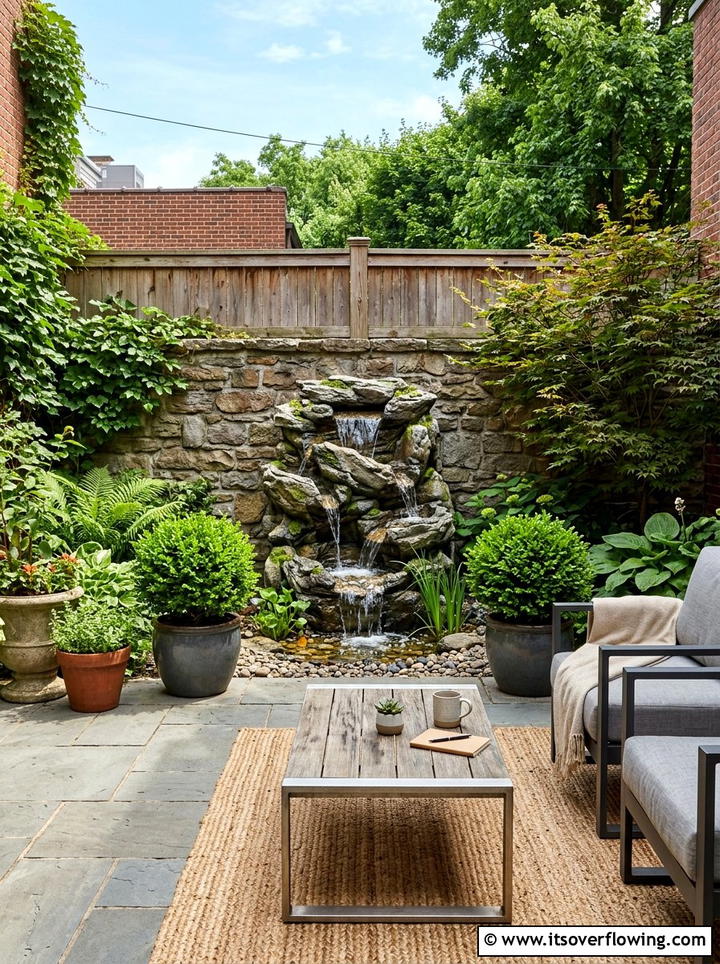 Resin rock waterfall - 25 garden decor ideas with tabletop fountains