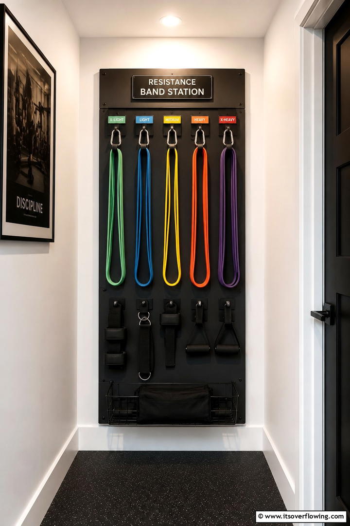 Resistance Band Nook - 30 Small Home Gym Ideas for Compact Fitness Spaces