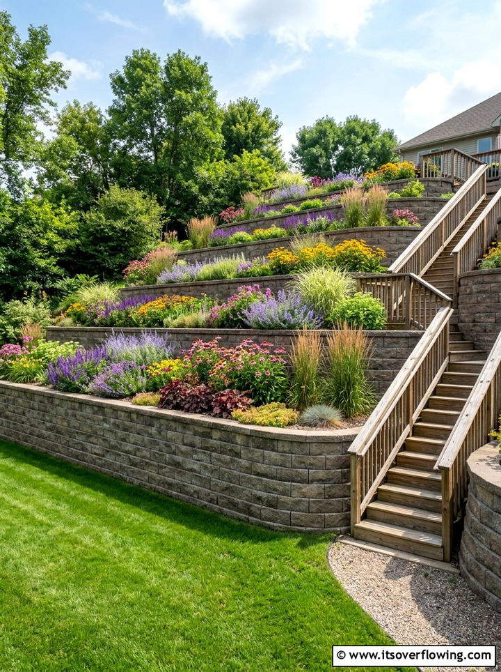 Retaining Wall - 25 recycled garden ideas with concrete blocks