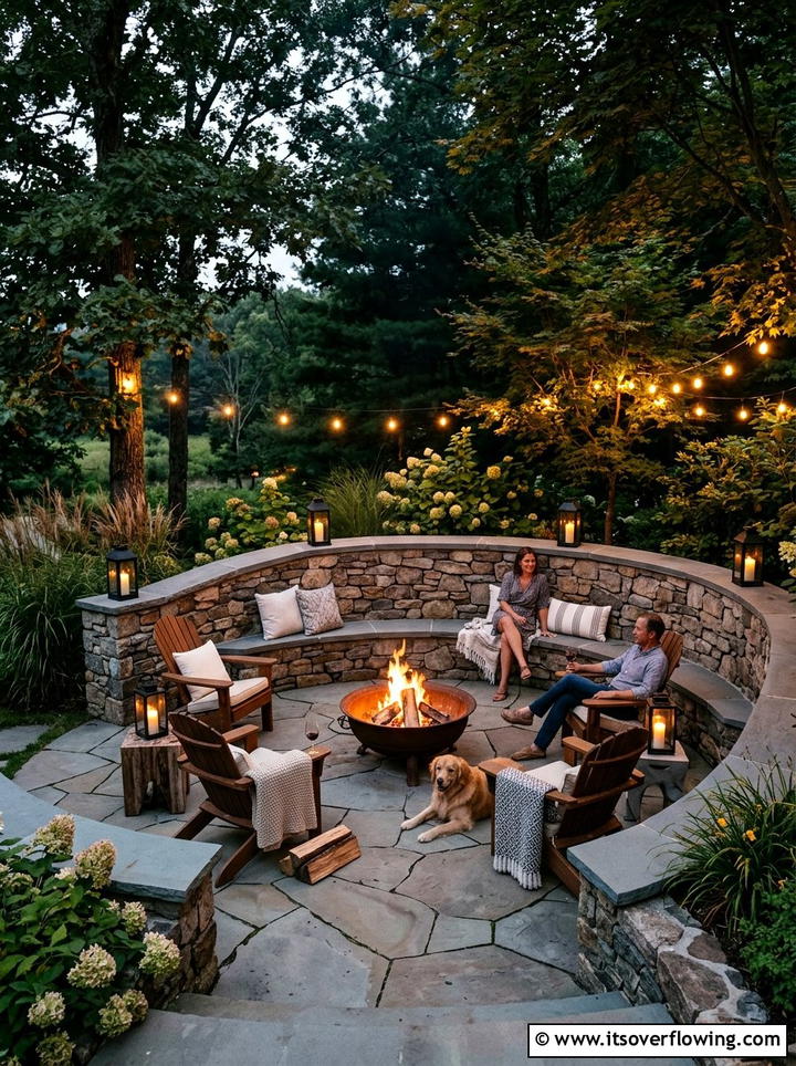 Retaining Wall Fire Pit Area - 25 backyard ideas with retaining wall