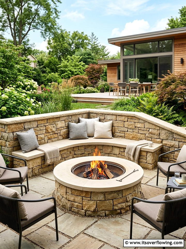 Retaining Wall Fire Pit Bench - 25 creative garden ideas with fire pit circles