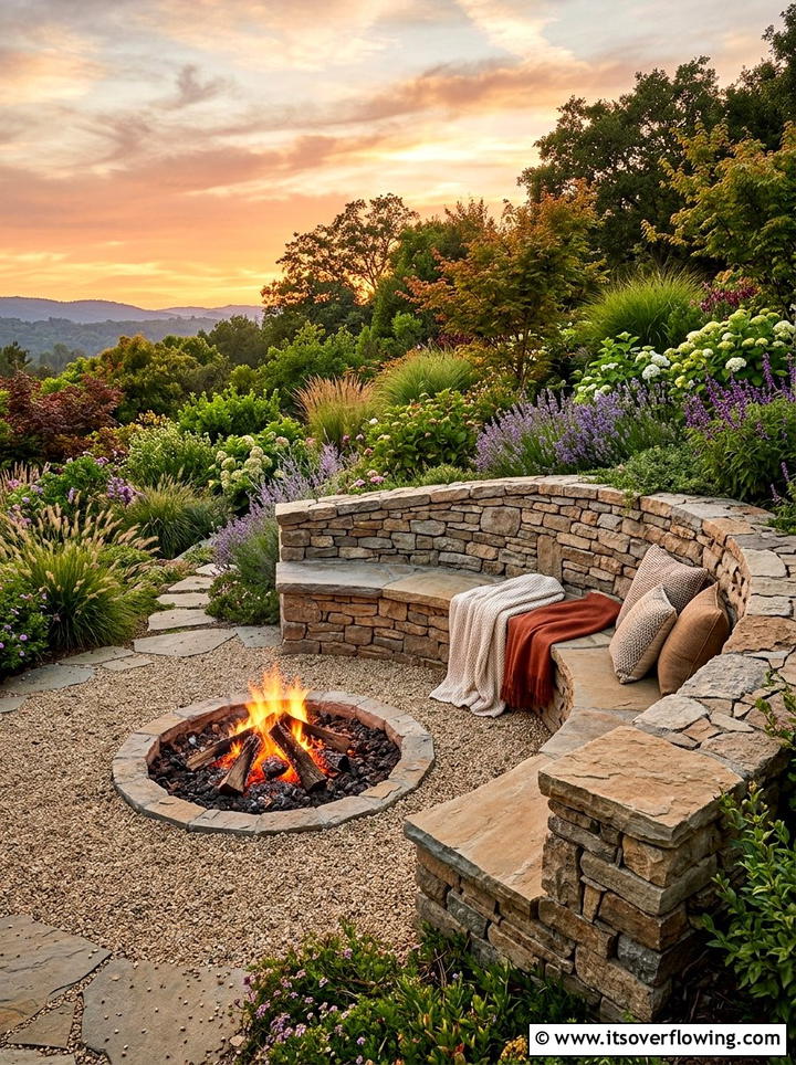 Retaining Wall Fire Pit Seat - 25 backyard ideas with built in seating