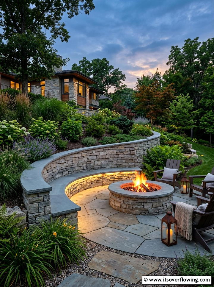 Retaining Wall Fire Pit - 25 backyard ideas with fire pit
