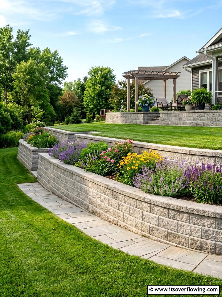 Retaining Wall For Sloped Lawn - 25 cheap garden ideas with cinder blocks