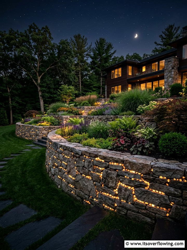 Retaining Wall Glow Stone Cracks - 25 creative garden ideas with glow in the dark stones