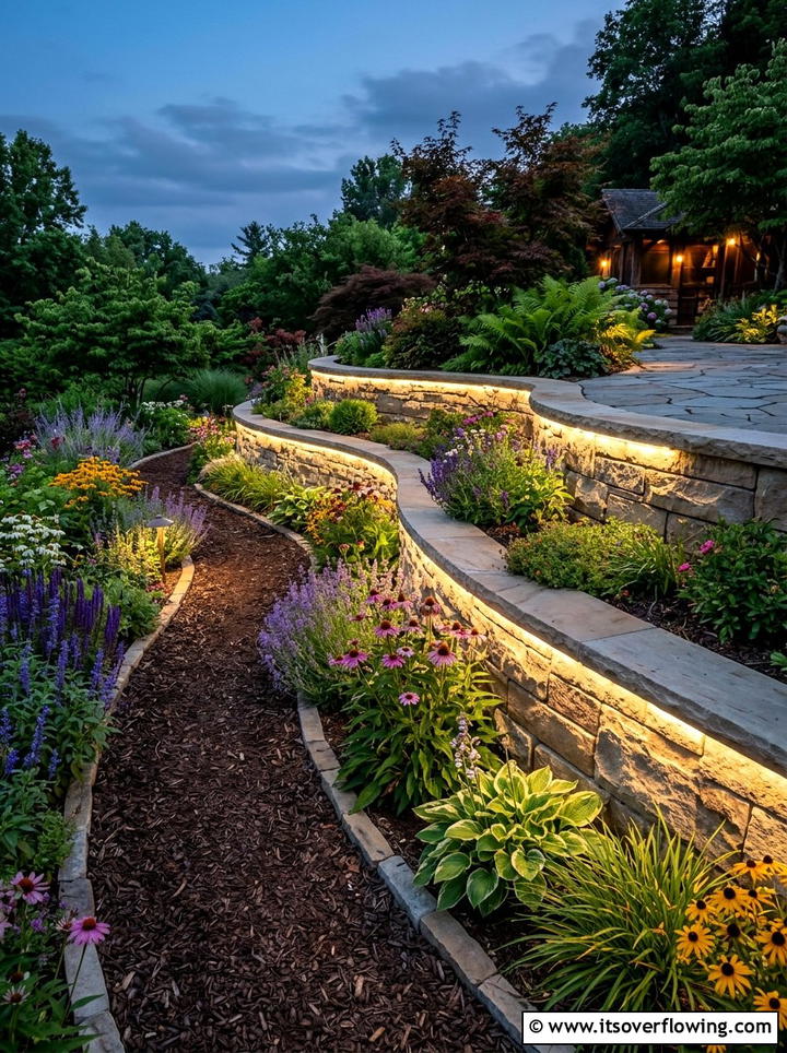 Retaining Wall Lights - 25 garden ideas with lights