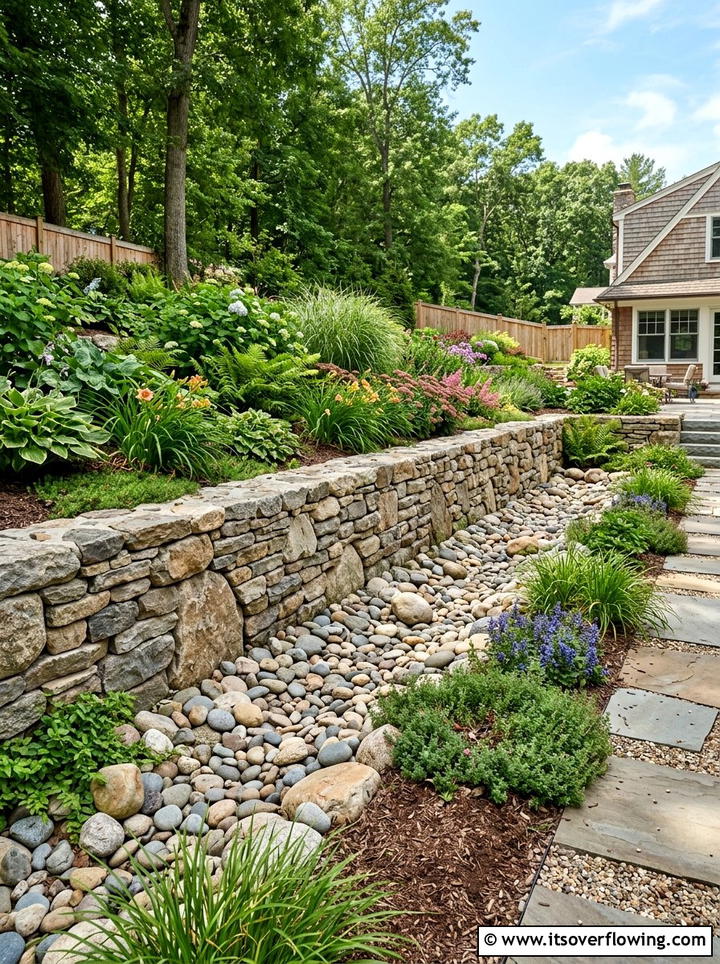 Retaining wall rock drainage - 25 garden design ideas with dry creek beds