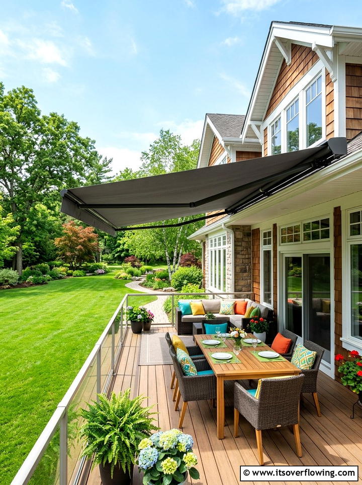 Retractable Awnings - 25 backyard ideas for year round use
