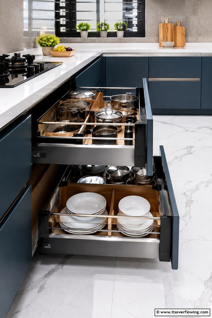 Retractable Kitchen Drawers - 30 Tiny House Storage Ideas to Maximize Compact Living Spaces