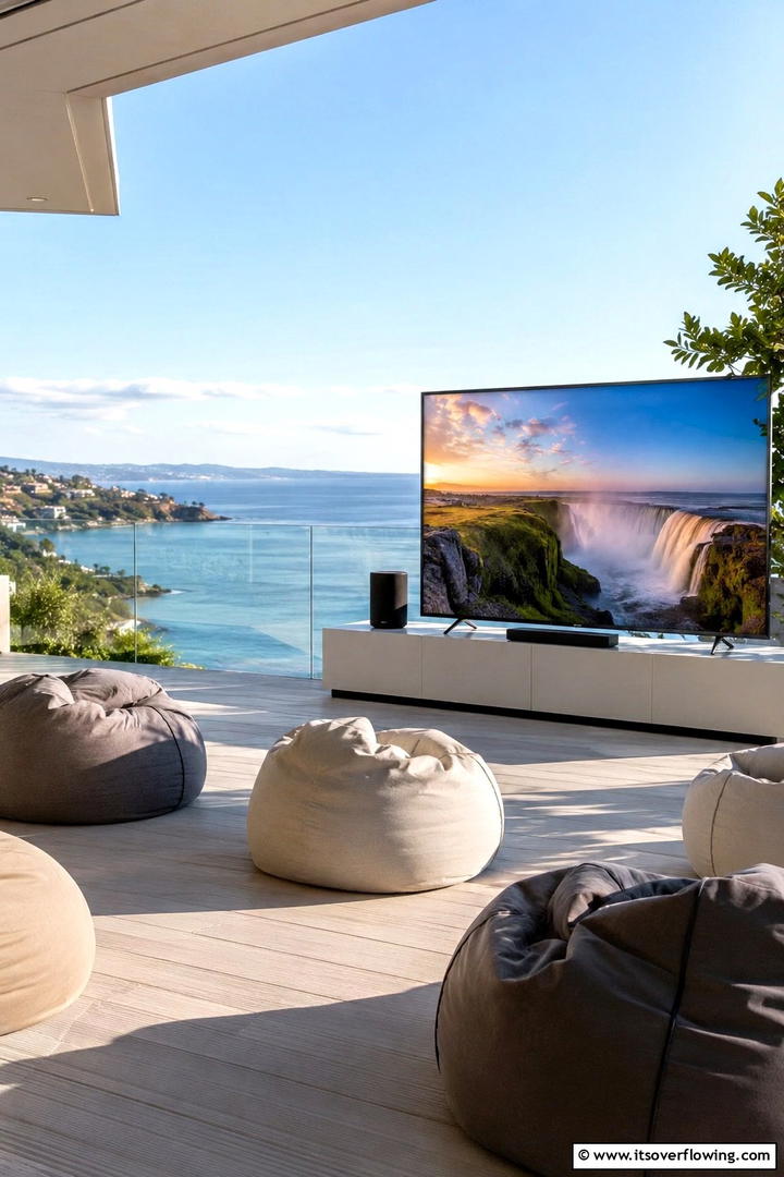 Retractable Screen Innovation - 30 Outdoor TV Ideas for Entertainment Under the Sky