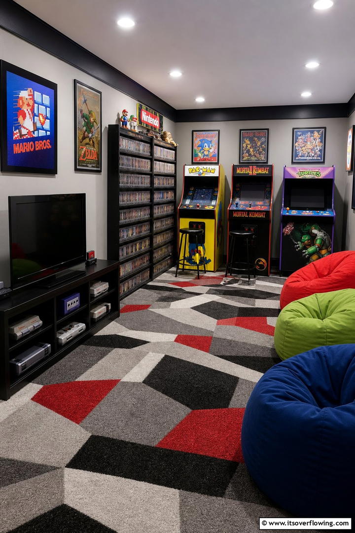 Retro Game Room - 30 Teen Hangout Room Ideas for Modern & Functional Spaces