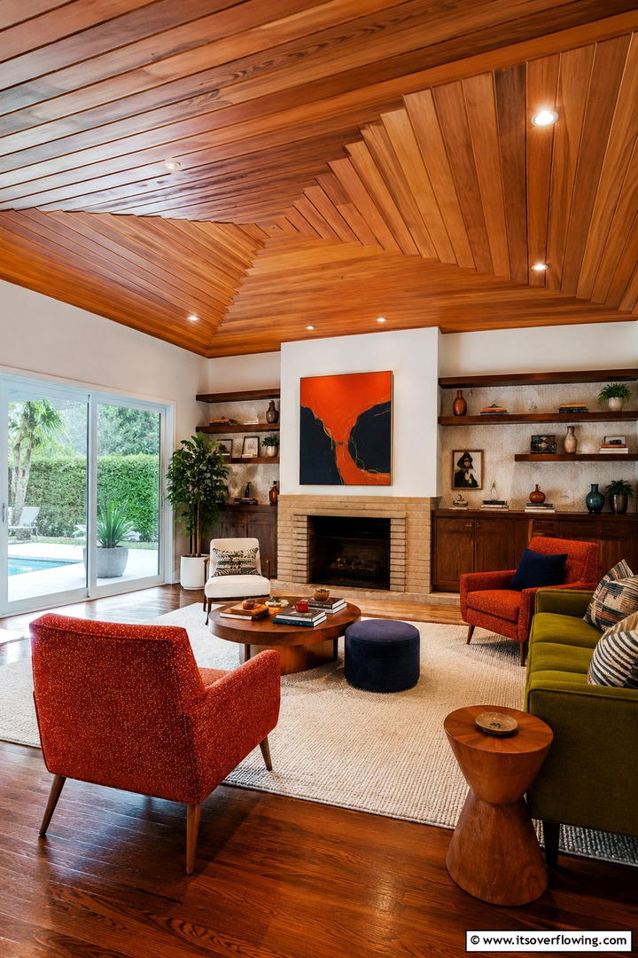 Retro Modern Blend - 30 Shiplap Ceiling Ideas to Add Farmhouse Charm Anywhere
