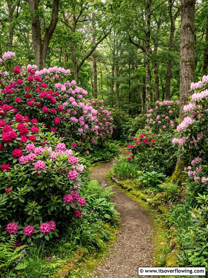 Rhododendron Woodland - 25 garden design ideas with low maintenance shrubs