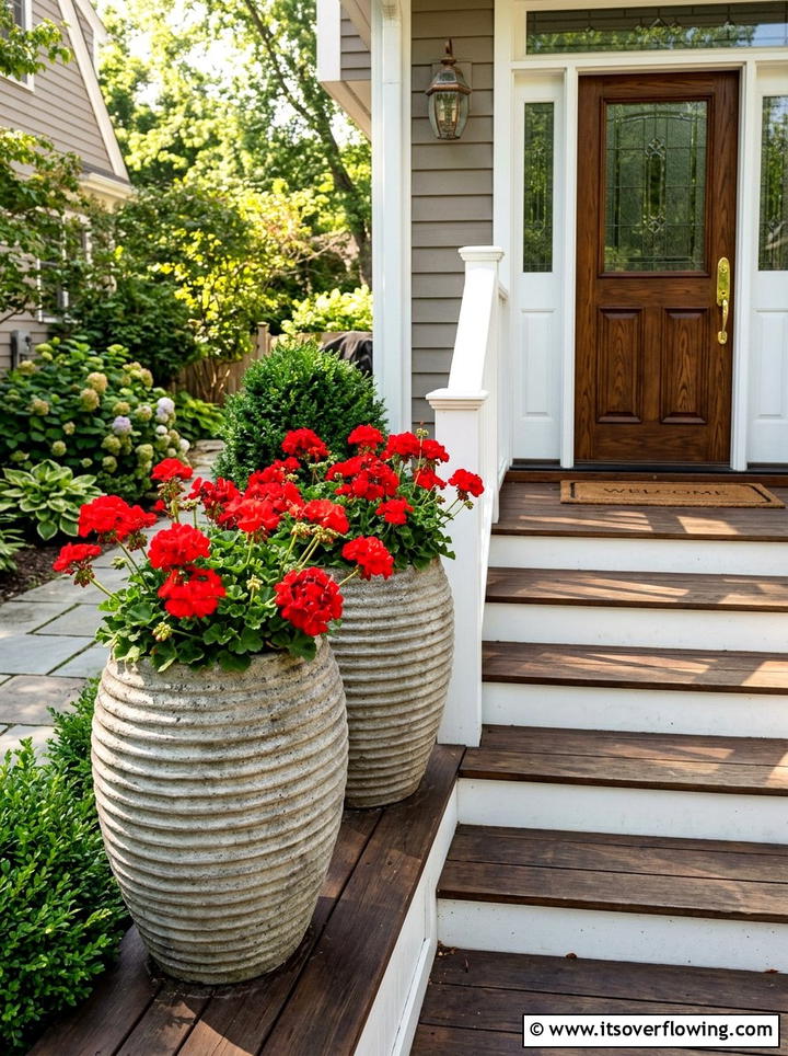 Ribbed Cement Porch Pots - 25 front porch ideas with concrete planters