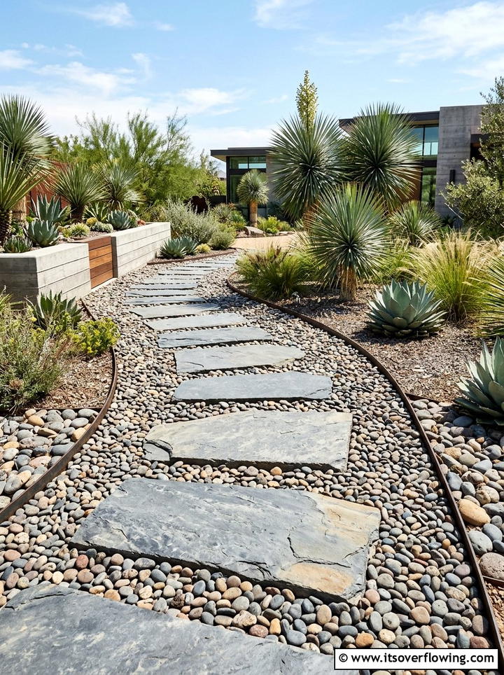 River Rock And Slate Path - 25 backyard decorating ideas with stepping stones