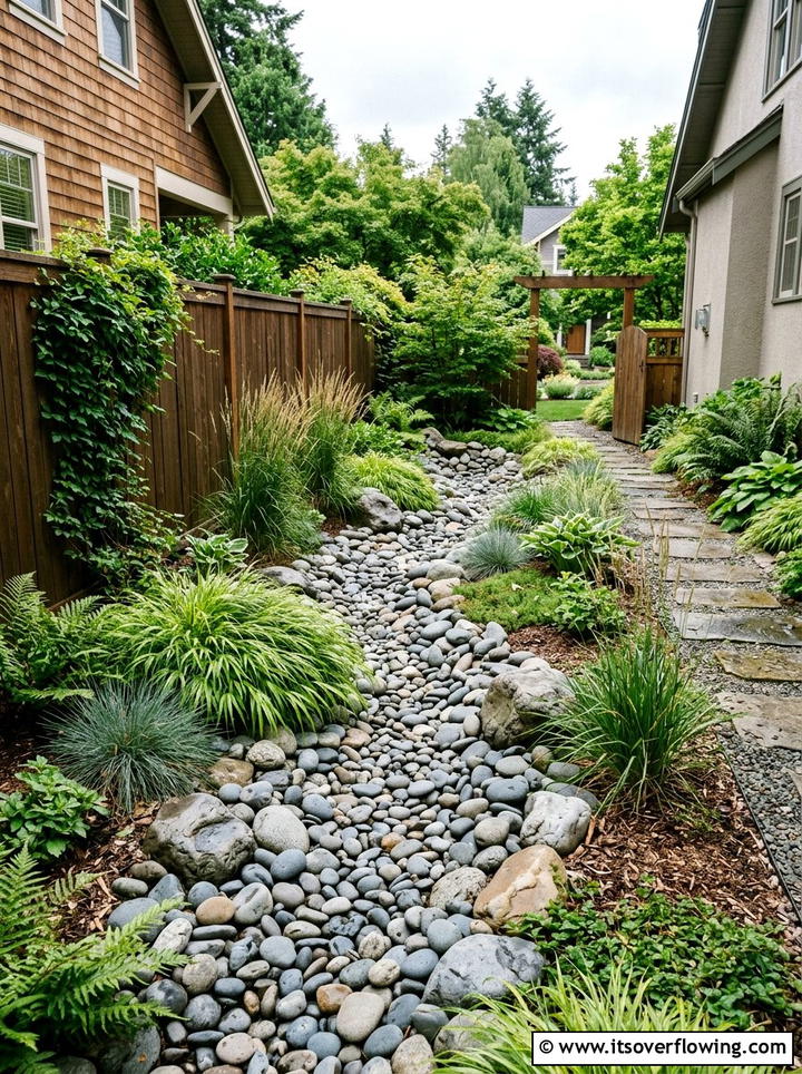 River Rock Drainage - 25 garden design ideas for side yard strips
