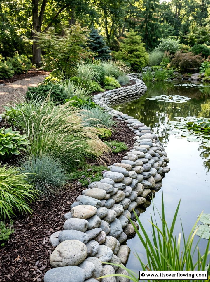 River Rock Garden Border - 25 upcycled garden ideas with garden edging