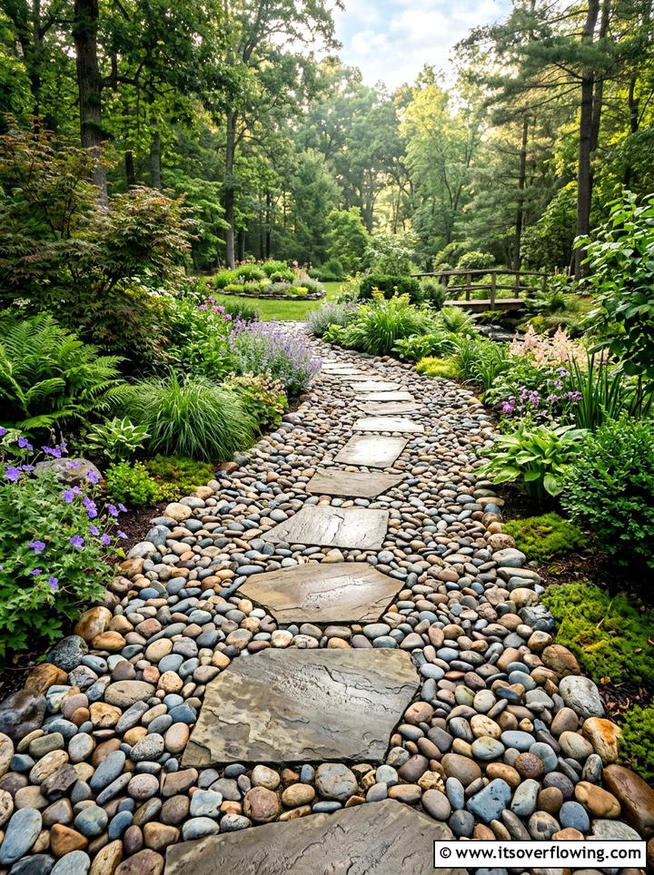 River Rock Garden Border Path - 25 garden design ideas for narrow pathways