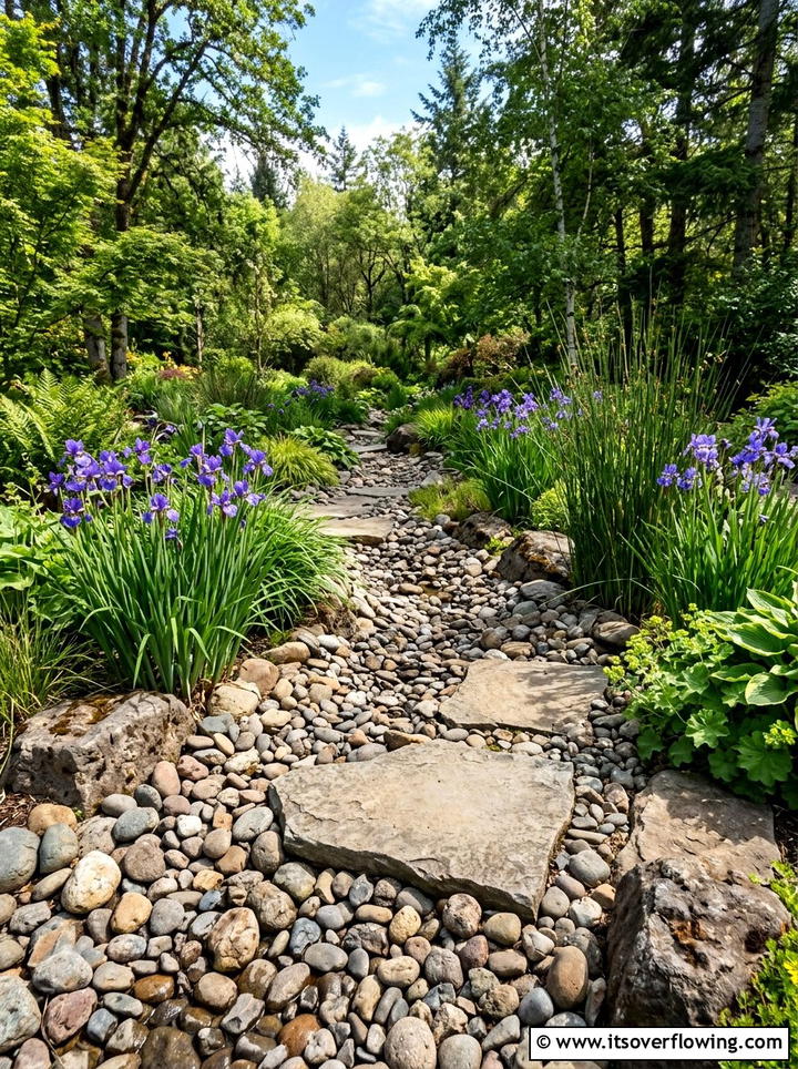 River Rock Garden Drainage - 25 small garden ideas with narrow pathways