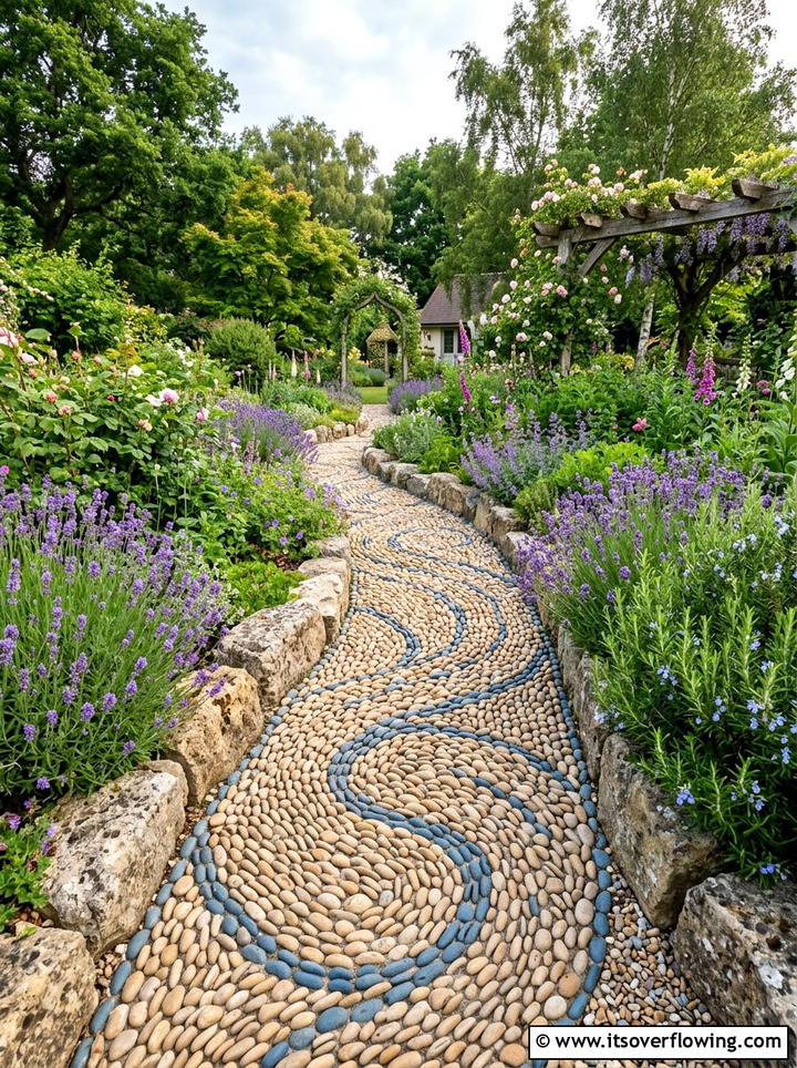 River Rock Garden Path - 25 creative garden ideas with dry creek beds