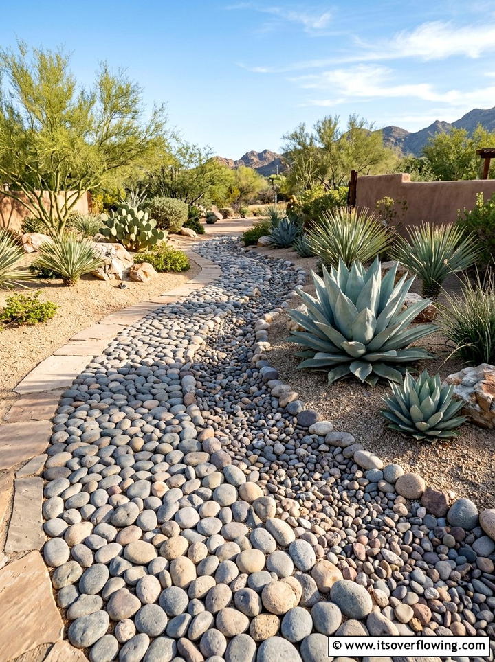 River Rock Garden Path - 25 cheap garden ideas with pathways