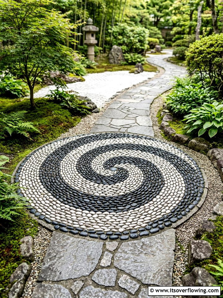 River Rock Mosaic - 25 garden decor ideas for zen gardens
