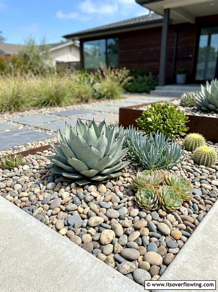 River Rock Mulch - 25 garden decor ideas with stone accents