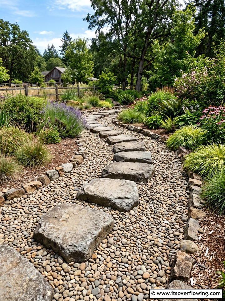River Rock Stepping Stones - 25 backyard ideas with stepping stones