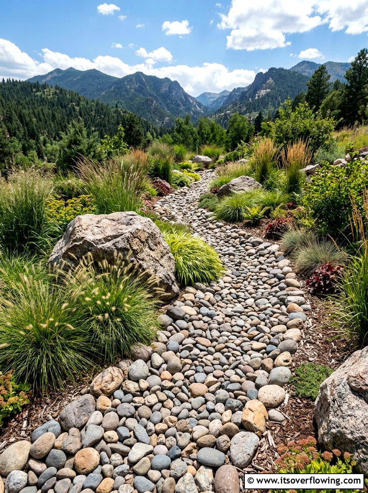 River Rock Stream Path - 25 garden ideas with pathways