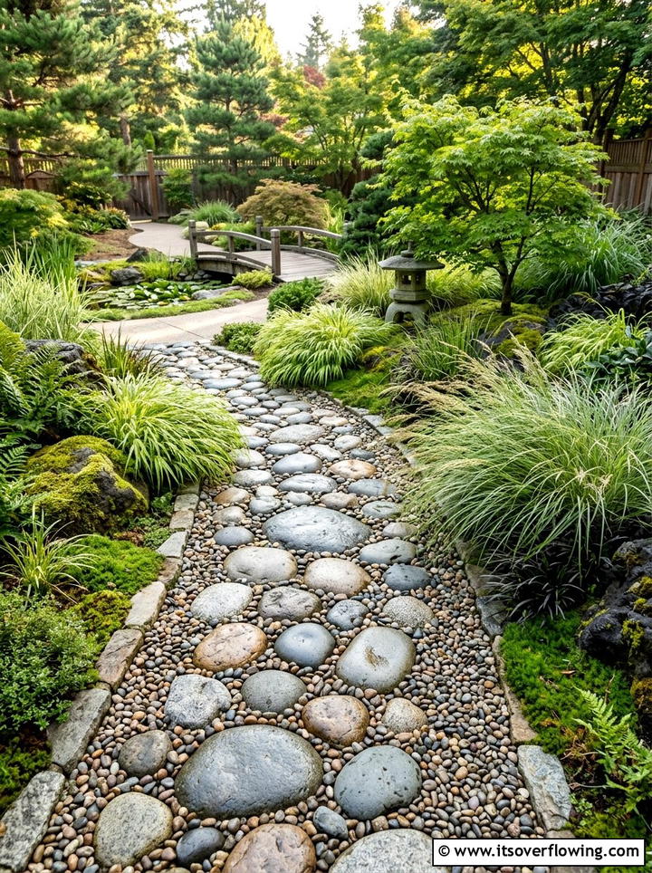 River Rock Walkway - 25 garden ideas with stepping stones