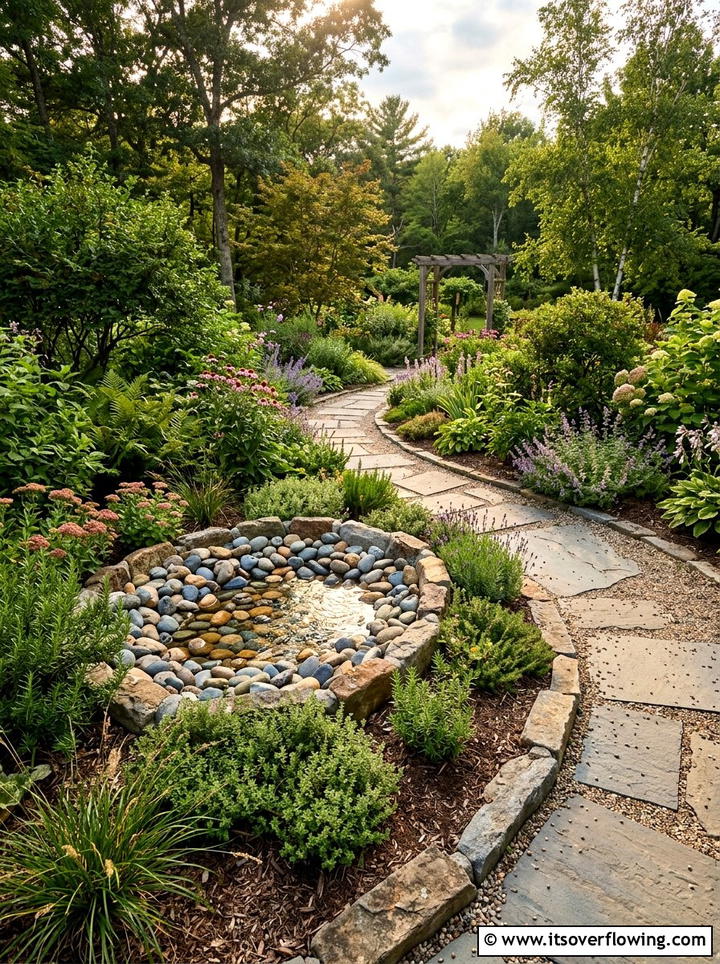 River Rock Water Basin - 25 creative garden ideas with water bowls