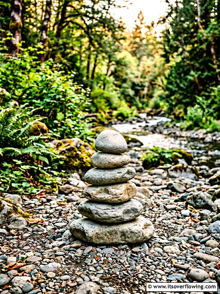 River Stone Cairn - 25 upcycled garden ideas with pathway markers