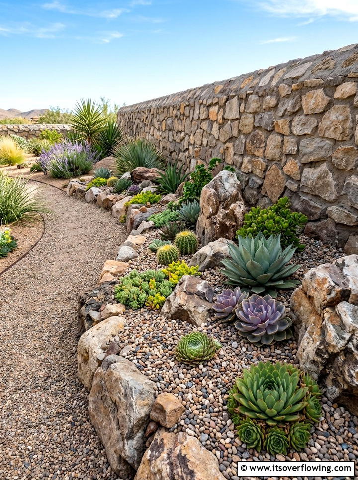 Rock Garden Border - 25 garden design ideas for fence lines