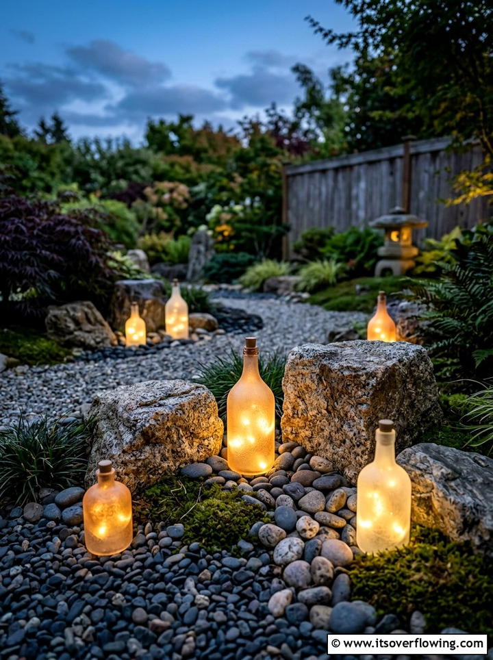 Rock Garden Glass Light - 25 garden ideas with bottle lights
