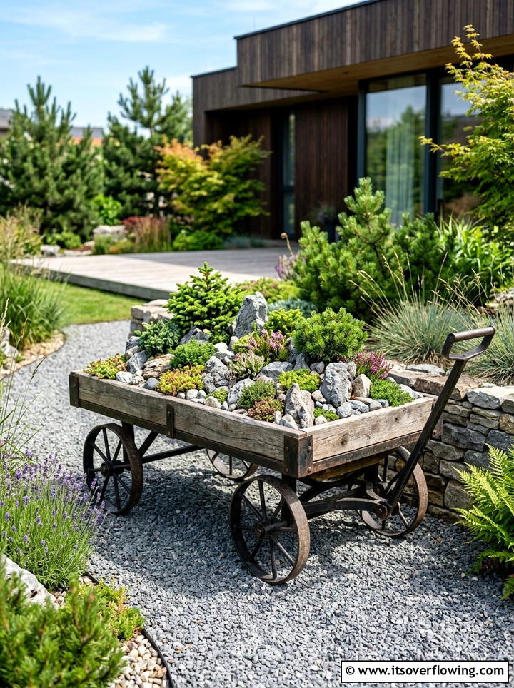 Rock Garden Wagon - 25 garden decor ideas with wagons