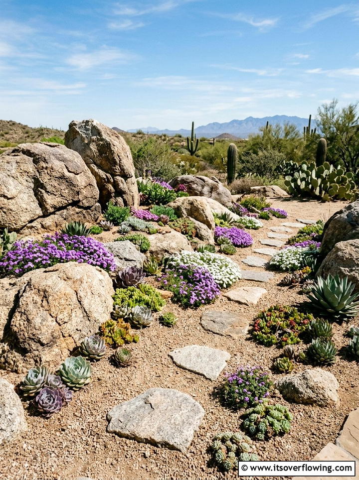 Rock Garden With Flowers - 25 backyard ideas with flower garden