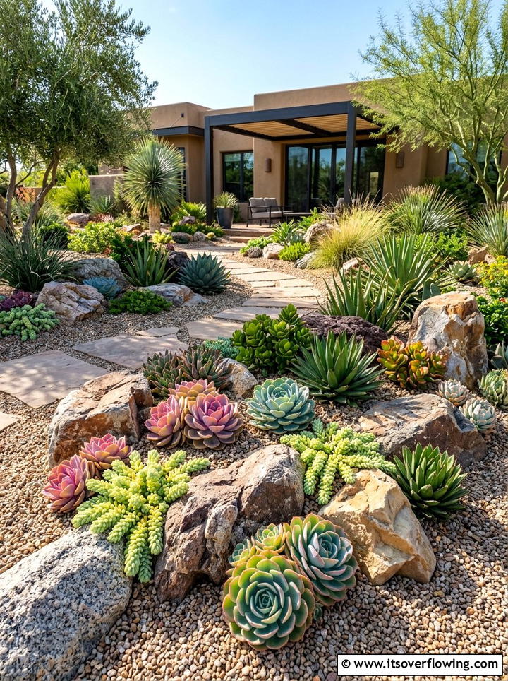 Rock Garden With Succulents - 25 small garden ideas for front yard