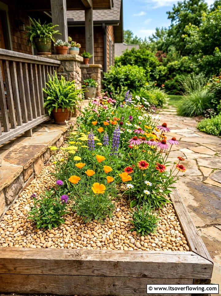 Rock Mulch With Native Wildflowers - 25 front porch ideas with drought tolerant plants