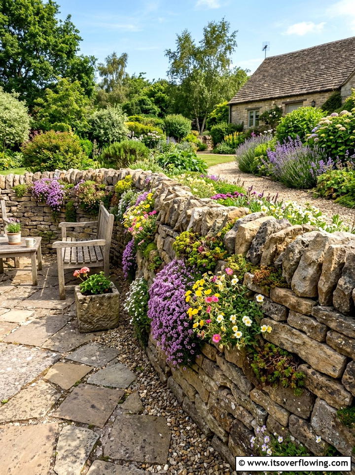 Rock Wall Flower Box - 25 upcycled garden ideas with flower boxes