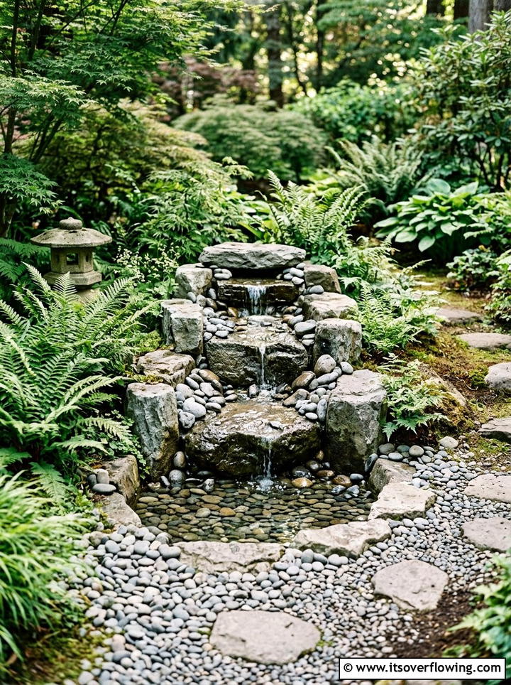 Rock Water Feature - 25 garden decor ideas with neutral tones