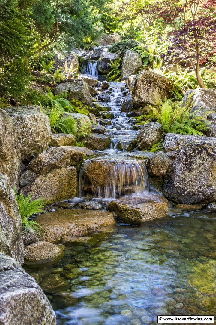 Rock and Water Feature Garden - 30 Sloped Garden Ideas to Transform Challenging Yards