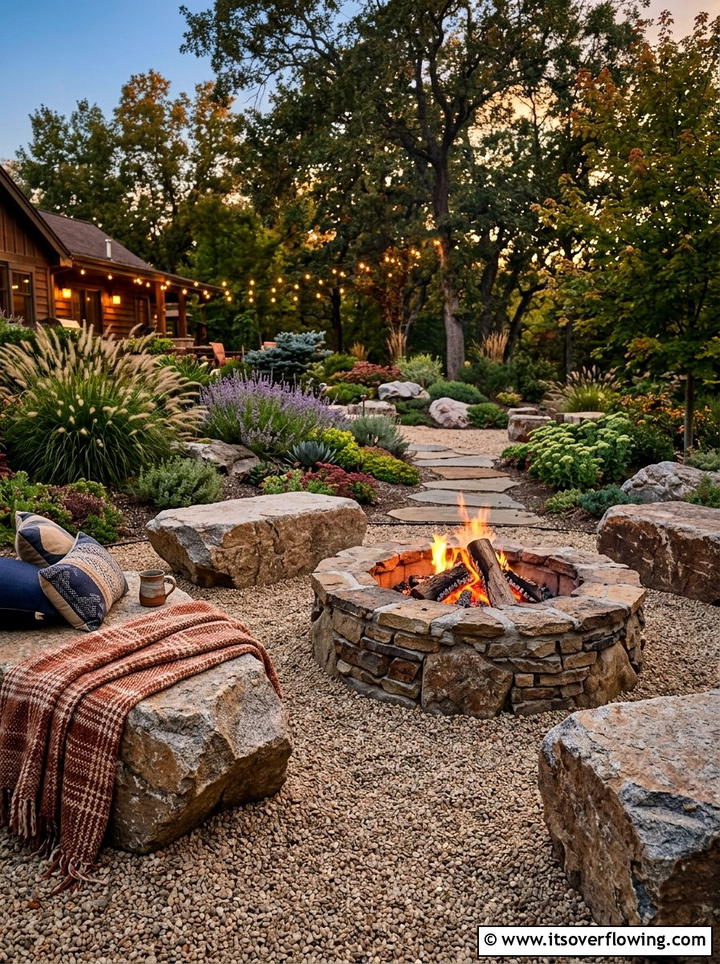 Rock garden with fire pit - 25 garden design ideas with rock gardens