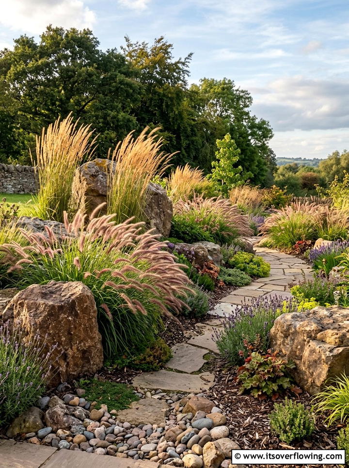 Rock garden with ornamental grass - 25 garden design ideas with rock gardens